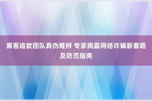 黑客追款团队真伪难辨 专家揭露网络诈骗新套路及防范指南